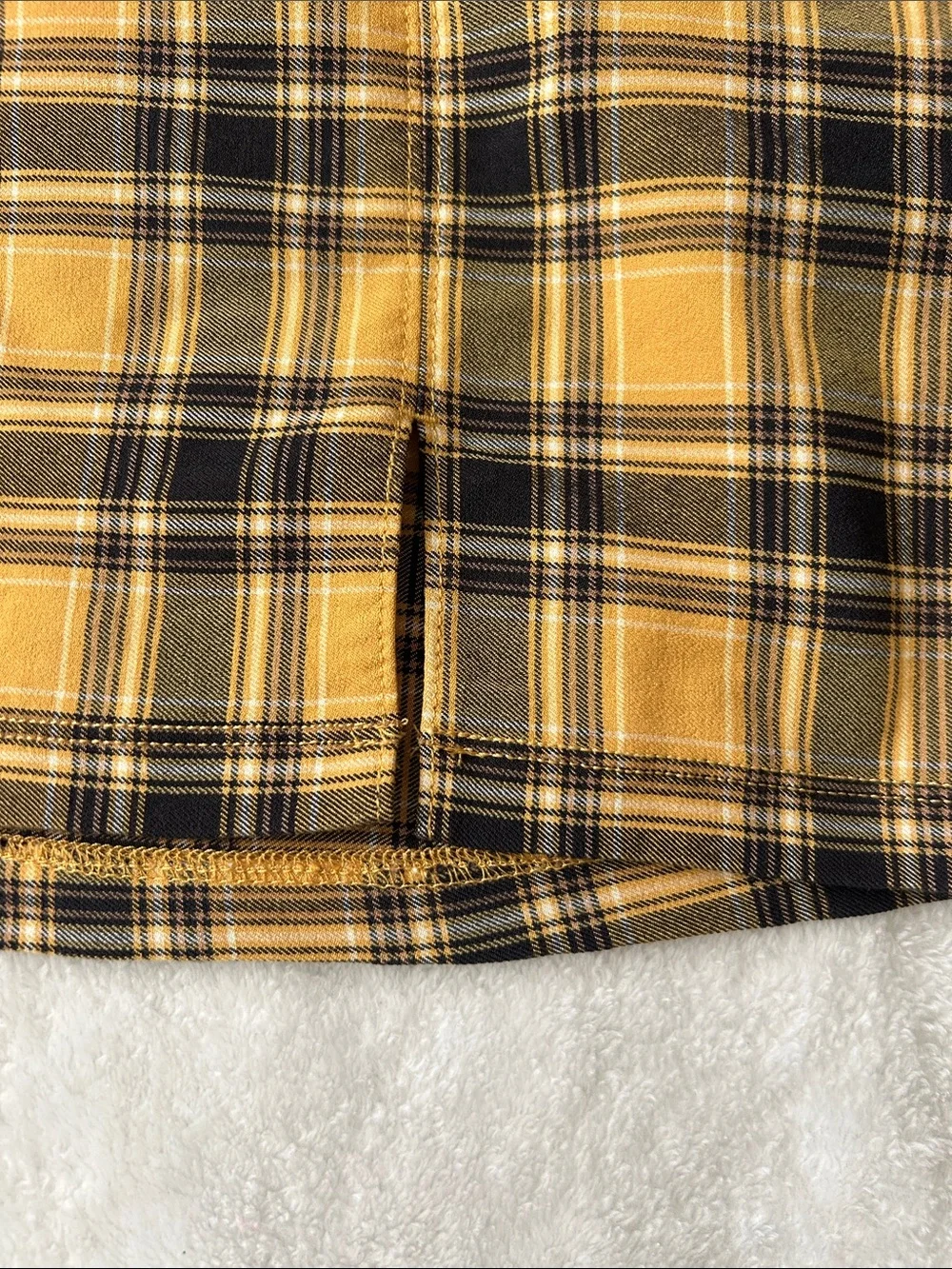Hollister Ultra High Rise Yellow and Black Plaid Mini Skirt Preppy Academia